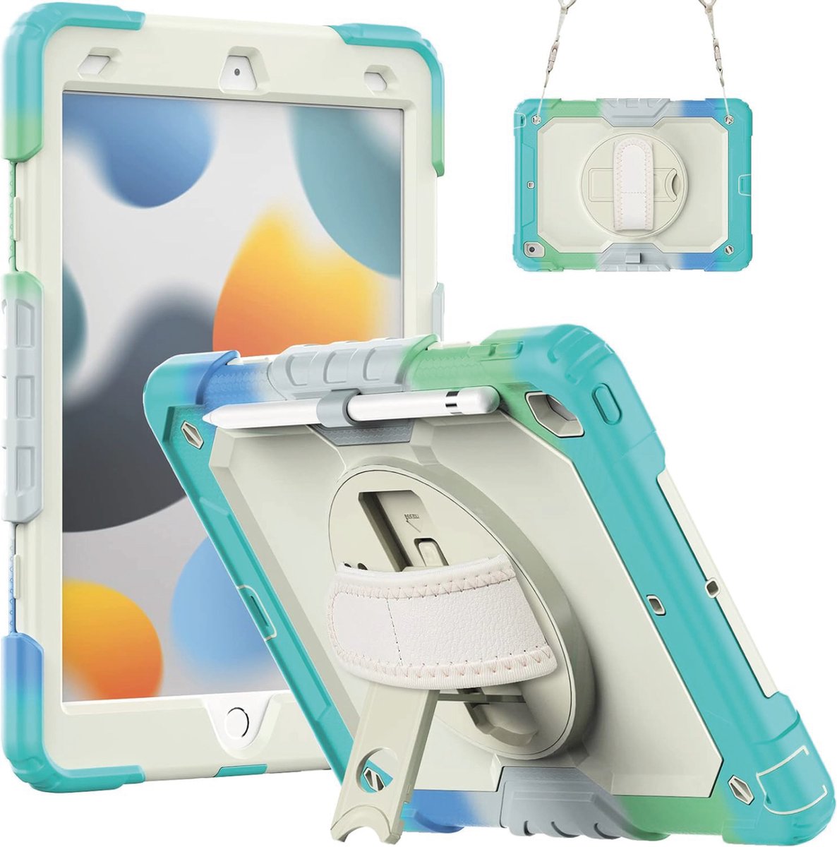 Griffin Case - Geschikt voor iPad Hoes 7e, 8e, 9e Generatie -10.2 inch (2019,2020,2021) - Regenboog Blauw