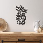 Wanddecoratie Kat - Muurdecoratie Katten - Muurdecoratie Hout - Wanddecoratie Hout - Muurdecoratie Woonkamer - Wanddecoratie Woonkamer - Wanddecoratie Industrieel - Wanddecoratie Dieren - Home Decor - Wall Line Art - 49 x 28.5 cm