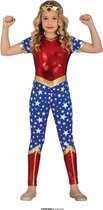 Guirca - Superwoman & Supergirl Kostuum - Superheld Miss USA - Meisje - Blauw, Rood - 5 - 6 jaar - Carnavalskleding - Verkleedkleding