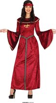 Guirca - Middeleeuwen & Renaissance Kostuum - Middeleeuwse Jonkvrouw Van Kasteel Roodwoud Kostuum - Rood - Maat 44-46 - Carnavalskleding - Verkleedkleding