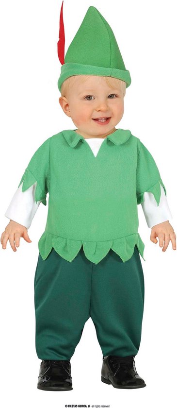 Guirca - Robin Hood Kostuum - Robin Altijd Raak Boogschutter Kind Kostuum - Groen - 18 - 24 maanden - Carnavalskleding - Verkleedkleding