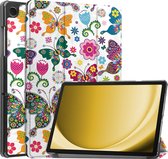 Hoes Geschikt voor Samsung Galaxy Tab A9 Hoes Luxe Hoesje Book Case - Hoesje Geschikt voor Samsung Tab A9 Hoes Cover - Vlinders