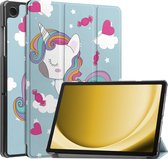 Hoes Geschikt voor Samsung Galaxy Tab A9 Hoes Luxe Hoesje Book Case - Hoesje Geschikt voor Samsung Tab A9 Hoes Cover - Eenhoorn