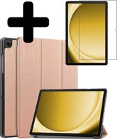 Samsung Galaxy Tab A9 Plus Cover Luxe Case Book Case avec protecteur d'écran - Samsung Galaxy Tab A9 Plus Case Cover - Or Goud