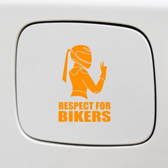 Respect Rider Sticker Bumpersticker - Respect For Bikers - 14x10 - Oranje | bol