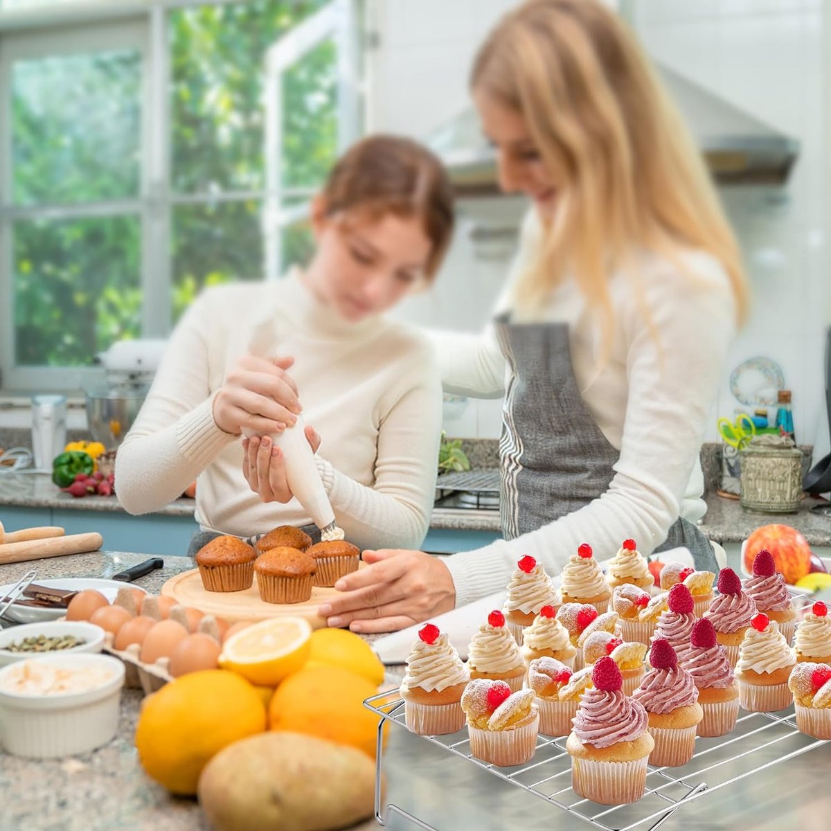 Keukenrek Voor Taarten CUESVAP 3-laags Niet-klevende Draadkoelrek, Inklapbaar Bakgereedschap En Accessoires Voor Cake, Grillen, Koekjes En Koekjes, 40 X 25 Cm Koelrek Bakken