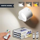 KL Home® LED Wandlamp Oplaadbaar - Wandlamp Binnen - USB Oplaadbaar - Draadloos - Dimbaar – Batterij - Slaapkamer - Woonkamer - Nachtlampje - 360° rotatie - Zonder Boren - Afstandsbediening - Zonder Boren - Touch Control - Trapverlichting - Zwart