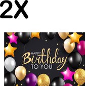 BWK Textiele Placemat - Verjaardag - Balonnen - Happy Birthday - Set van 2 Placemats - 45x30 cm - Polyester Stof - Afneembaar