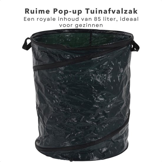 Cheqo® Grote Tuinafvalzak - 85 Liter - Opvouwbaar - Met Handige Draaghengsels - Tuinzak - Tuinafvalemmer - Bladzakken - Waterafstotend Tuinafvalzak - Afvalzak Tuin - Handig Handvat van Cheqo — afbeelding 5