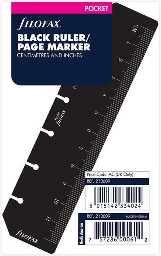 Filofax Ruler Filofax Ruler Page Marker Black (Pocket) | bol