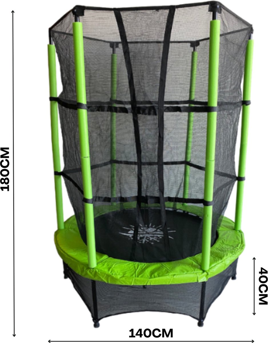 Rijoka Kinder Trampoline Met Veiligheidsnet - Ø140 x 180cm - Indoor & Outdoor Kindertrampoline - Speeltoestel – foto 6