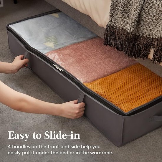 Lifewit Opbergcontainers voor onder het Bed 3-pack, Grote Capaciteit Deken Opbergzakken met Versterkt Handvat, Organisatie en Opslag voor Dekbedden, Lakens, Kleding, Slaapkamer, Kast, Grijs
