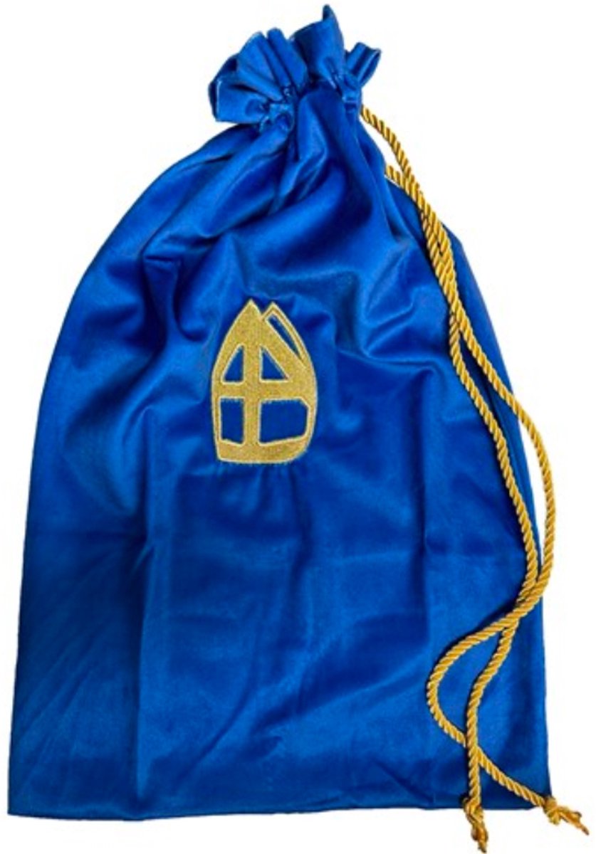 Comedia Luxe blauwe strooizak - Polyesterfluweel met mijter - 31x47 cm