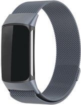 Bracelet milanais de Luxe Strap-it - adapté à Fitbit Charge 6 - Bracelet milanais en acier inoxydable pour tracker d'activité Charge 6 (gris sidéral)