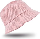 Saaf Bucket Hat - Vissershoedje - Festival Outfit - Met Opbergvakje - Zonnehoed voor Dames / Heren - Roze Corduroy