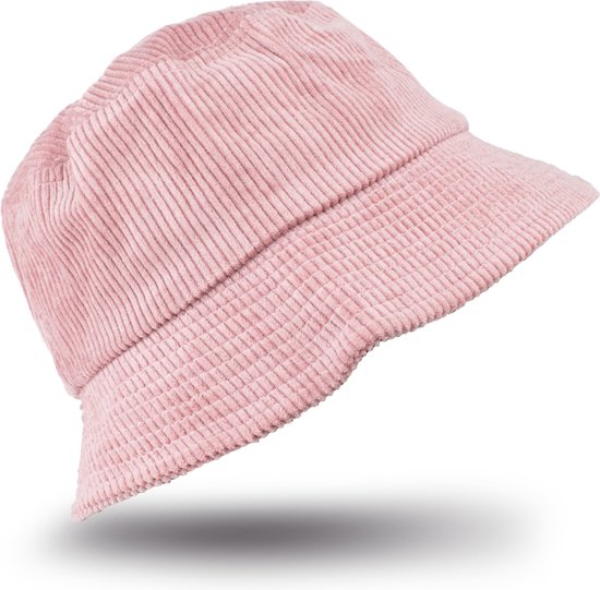Saaf Bucket Hat - Bucket Hat - Tenue de Festival - Avec poche de rangement - Chapeau de soleil pour femmes / hommes - Velours côtelé rose