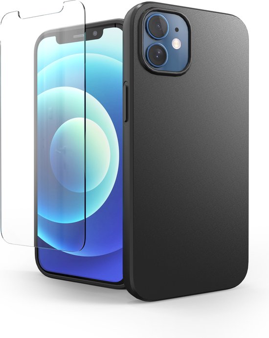 Coque de téléphone Zwart adaptée à la coque Iphone 12 et au verre de protection d'écran