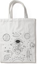 Astronaut Save the World Canvas Reusable Grocery Bag Tote Bag, Shopping, Katoenen Tas, Winkelen - Strandtas
