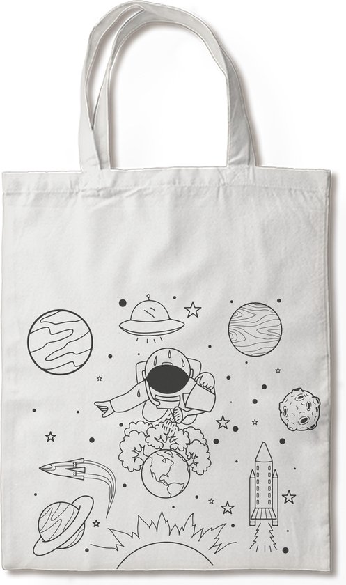 Astronaut Save the World Canvas Reusable Grocery Bag Tote Bag, Shopping, Katoenen Tas, Winkelen - Strandtas
