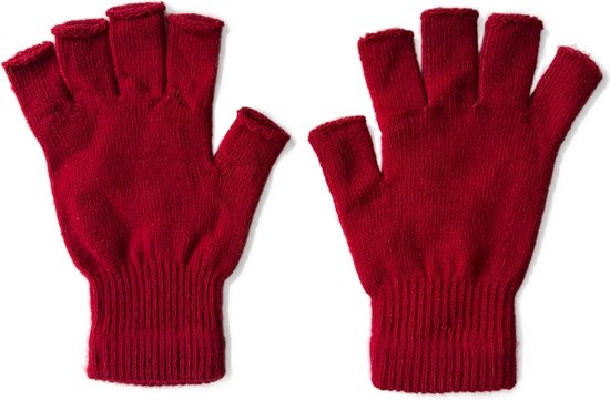 Handschoenen zonder Vingers - Vingerloze Handschoenen Dames - One Size - Polswarmers - Zonder Vingertoppen - Rood