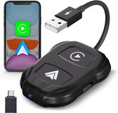 Carme Luxe 2-in-1 Car Dongle - Draadloos CarPlay & Android Auto - 2024 Nieuwste Model - Zwart
