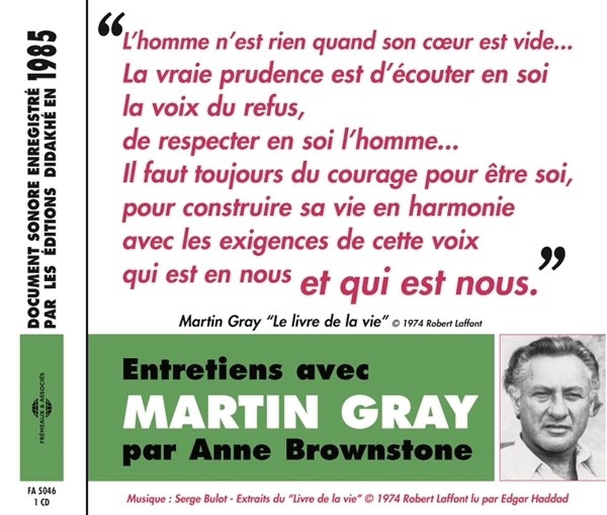 Anne Brownstone Entretiens Avec Martin Gray - Document Sonore 1985 (CD)