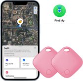Sleutel Vinder 2 stuks, Bluetooth Tracker Key Finder Smart iOS Tag voor APP Zoek Mijn, Artikelzoekers onbeperkte afstand, geen abonnement en geen simkaart nodig, geschikt voor koffers, kinderen, tassen, Roze
