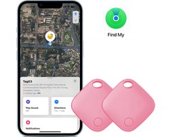Sleutel Vinder 2 stuks, Bluetooth Tracker Key Finder Smart iOS Tag voor APP Zoek Mijn, Artikelzoekers onbeperkte afstand, geen abonnement en geen simkaart nodig, geschikt voor koffers, kinderen, tassen, -alleen voor iPhone -Roze