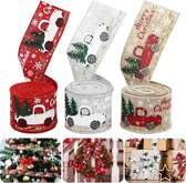 3 rollen cadeaulint Kerstmis lint sneeuwvlokken decoratielint om te knutselen, draadband, decoratief lint, glitter (5 cm, 5 meter)