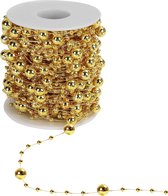 Guirlande de perles de Noël – Collier de perles de perles de Noël dorées de 20 m pour décorations de table et décorations d'arbre de Noël, fabrication de Bijoux , DIY créatifs et décoration de Hobby .