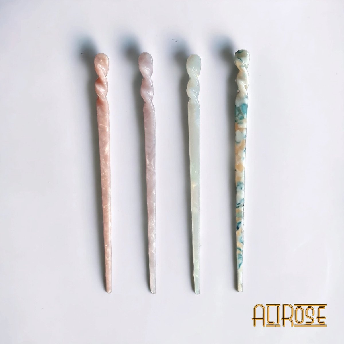 AliRose - Haarspelden/pin Set - 4 Stuks - Licht - Elegant - Retro - Marmer - Haaraccessoires - Vintage