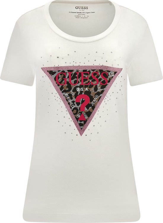 Guess SS RN Spring Triangle T-Shirt Femme - Wit - Taille L