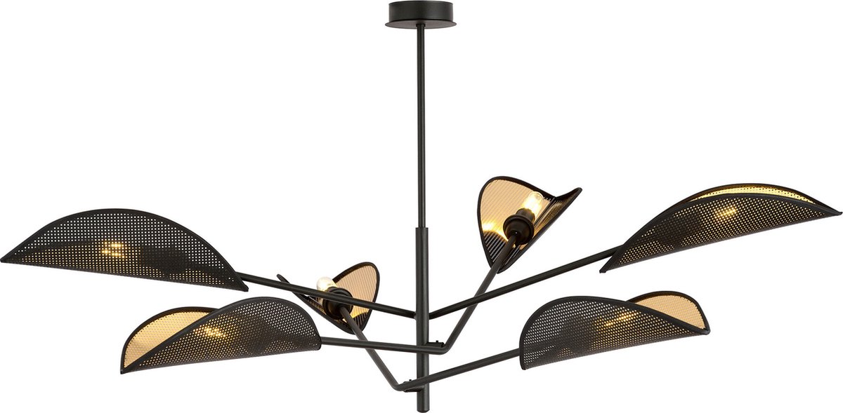 Emibig Skanderborg grote 6x E14 prachtige zwarte hanglamp met vleugels - Perfecte verlichting voor elke ruimte