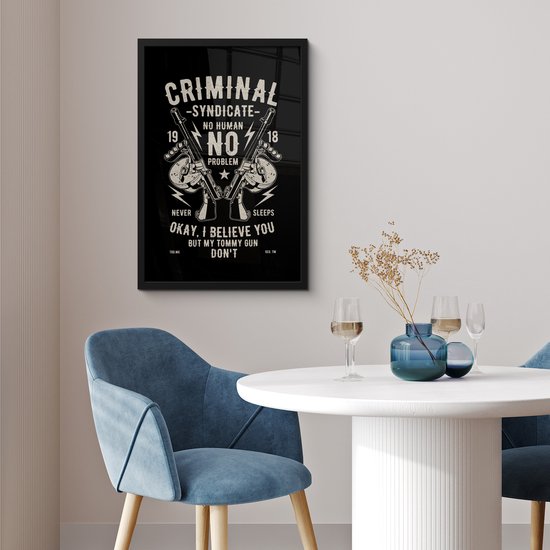 Cadre photo avec affiche - Mancave - Armes - Zwart - Vintage - 40x60 cm - Cadre pour affiche