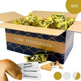 Fortune Cookies - Gelukskoekjes - Feestelijke Verpakking - Uitdeelzakjes - 50 stuks - Goud