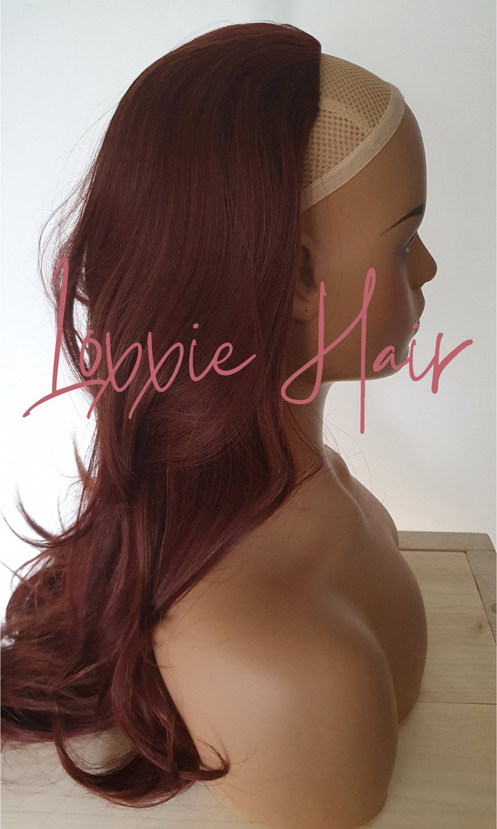 Hairextensions met clip - Hair extensions haarstuk - Clip In Extensions Clip In Extensions - Halve Pruik Dames - Mahonie Rood - Lang Stijl Haar - Krullen en Stijlen tot 180 graden - Half Wig- Wasbaar