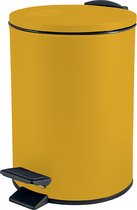 Spirella Poubelle à pédale Cannes - jaune safran - 5 litres - métal - L20 x H27 cm - fermeture soft- WC/salle de bain