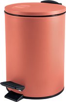 Spirella Pedaalemmer Cannes - terracotta - 3 liter - metaal - L17 x H25 cm - soft-close - toilet/badkamer