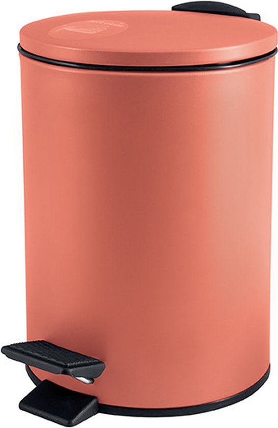 Spirella Pedaalemmer Cannes - terracotta - 3 liter - metaal - L17 x H25 cm - soft-close - toilet/badkamer