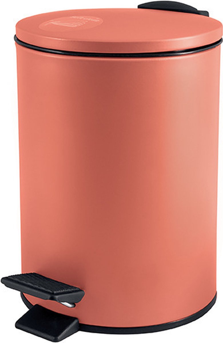 Goedkoopste Spirella Pedaalemmer Cannes - terracotta - 3 liter - metaal - L17 x H25 cm - soft-close - toilet/badkamer