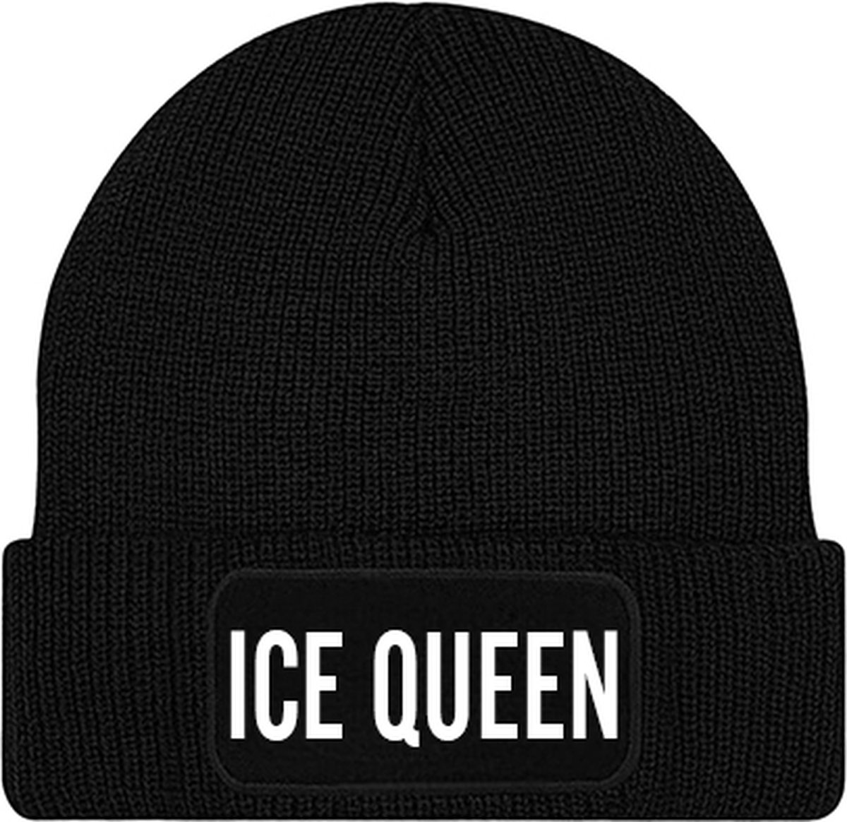 ICE QUEEN muts - Zwart (witte letters) - Beanie - One Size - Uniseks - Grappige teksten | Designs - Wintersport - Aprés ski muts - Ik ben vandaag zo vrolijk - Cadeau
