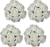 Ideas4seasons Decoratie roosjes foam - 10x - bosje van 7 - creme wit - Dia 3 cm - hobby/DIY bloemetjes