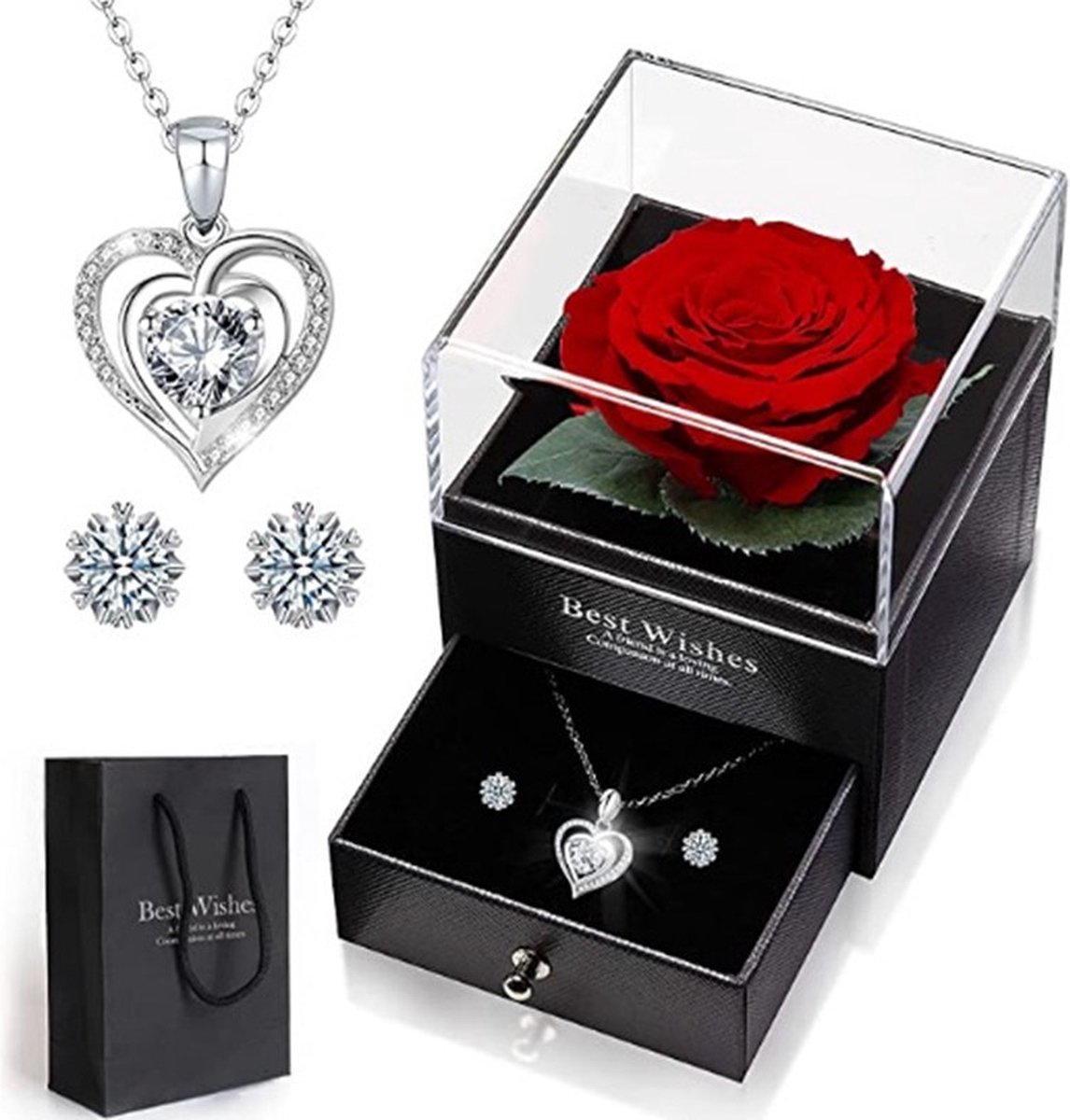 ROSE ETERNELLE AVEC Bijoux, Cadeau Femme Noël Bijoux, Idee Cadeau