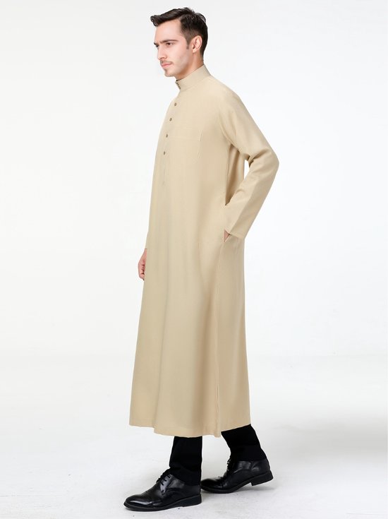 Livano Caftan arabe pour homme – Djellaba pour homme – Vêtements islamiques – Vêtements musulmans – Alhamdulillah – Beige XXXL