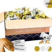 Fortune Cookies - Gelukskoekjes - Feestelijke Verpakking - Uitdeelzakjes - 100 stuks - Goud en Zilver Gemixed