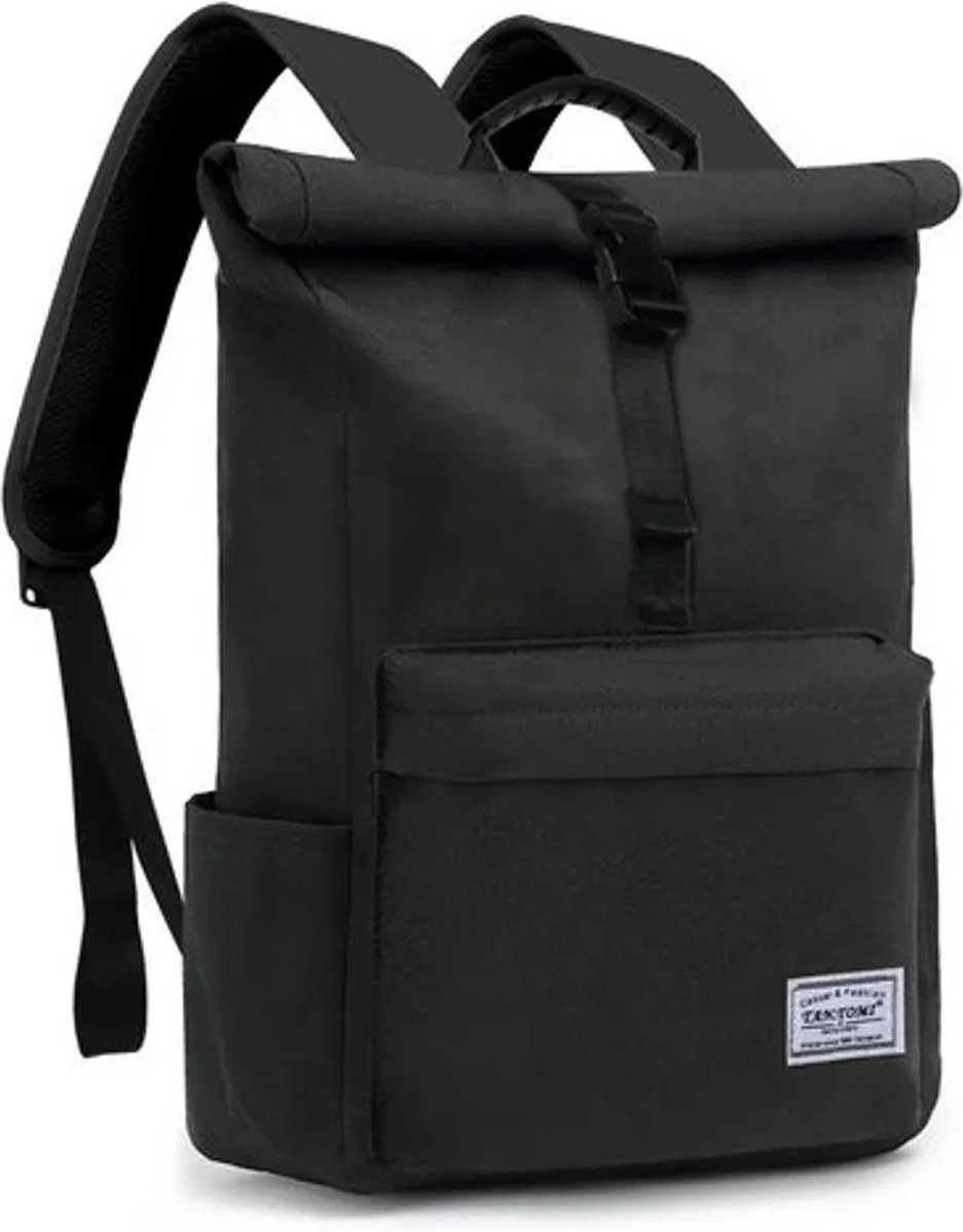 TAN.TOMI Rugzak, Rolltop Laptoptas, 25 tot 40 L-Spatwaterdicht-met Laptopvak Tot 15,6 Inch - Zwart