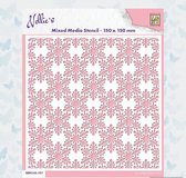 MMS4K-051 - Nellie Snellen Mixed Media Stencil 150 x 150mm - snowflakes - sneeuwvlokken - ijskristal - sneeuw