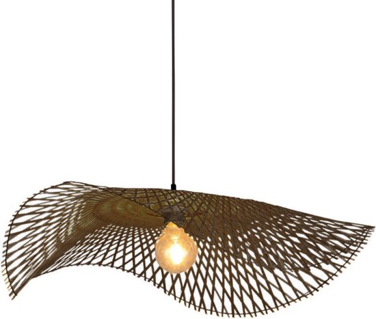 Lampe suspendue en Bamboe Groenovatie - Handgemaakt - Zwart - Diamètre ⌀55 cm