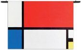 Velours Wandkleed Mondriaan de rode rechthoek Rechthoek Horizontaal L (85 X 120 CM) - Wandkleden - Met roedes