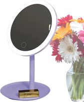 Livano Miroir de maquillage avec Éclairage LED - Miroir de maquillage - Avec Siècle des Lumières LED - Miroir de table - Avec lumière - Miroir sur pied - Violet